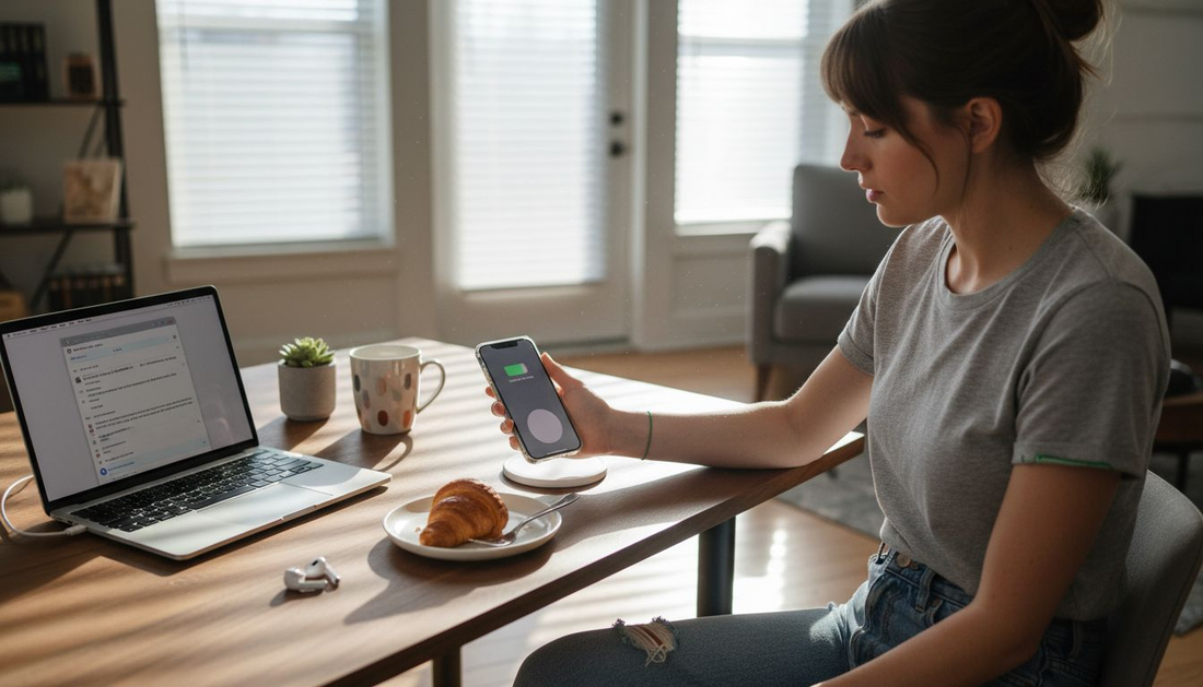 Placing iPhone on MagSafe wireless charger
