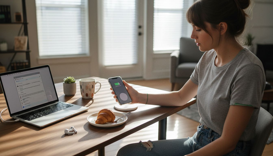 Placing iPhone on MagSafe wireless charger