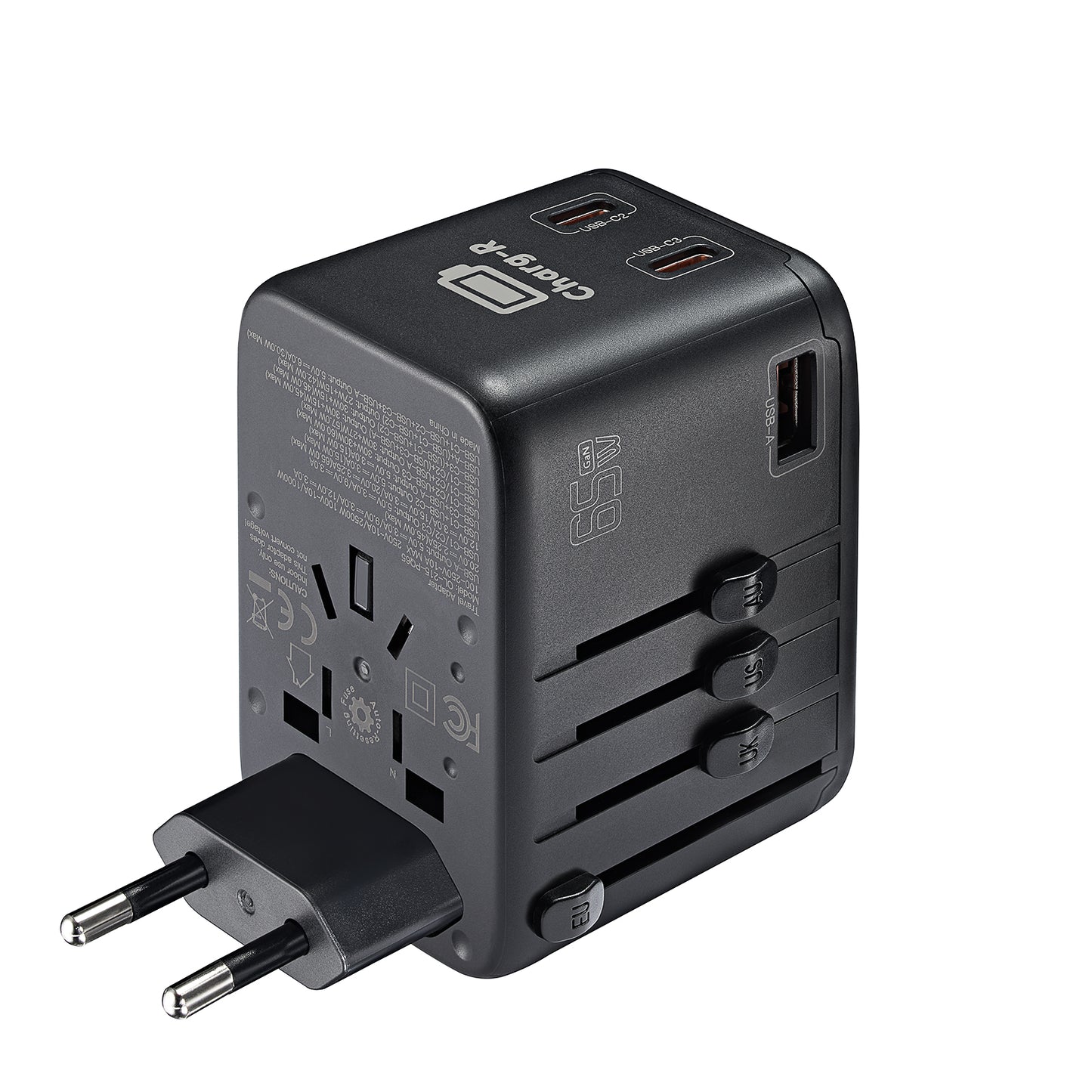 GoPlug Travel adapter plug with 65W 4XUSB Outlets and Automatic Resetting Fuse