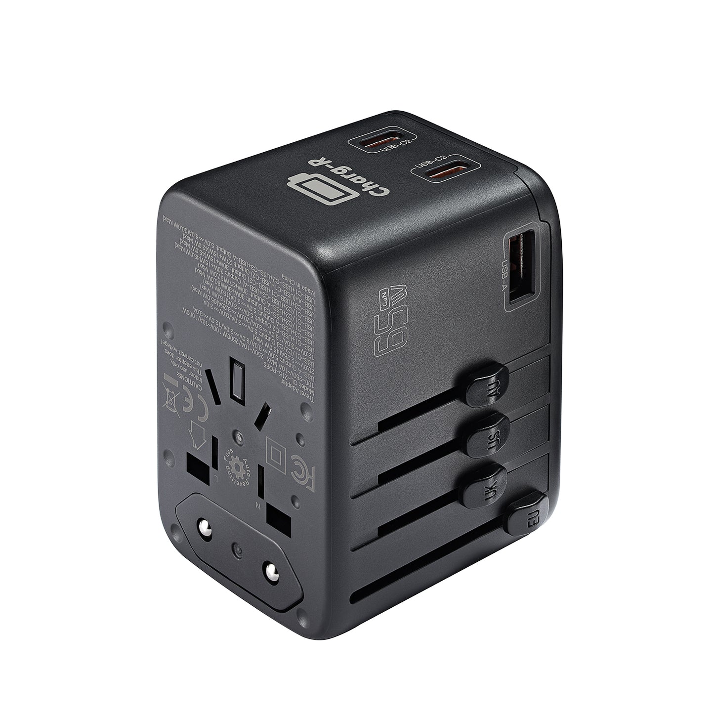 GoPlug Travel adapter plug with 65W 4XUSB Outlets and Automatic Resetting Fuse
